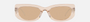 Prada PR 14YS 19M4I2 rectangular sunglasses for women in full rim acetate, with crystal beige frame, and light brown lenses. 53mm in lens size, 19mm in bridge size, and 140mm in temple length.