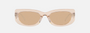 Prada PR 14YS 19M4I2 rectangular sunglasses for women in full rim acetate, with crystal beige frame, and light brown lenses. 53mm in lens size, 19mm in bridge size, and 140mm in temple length.