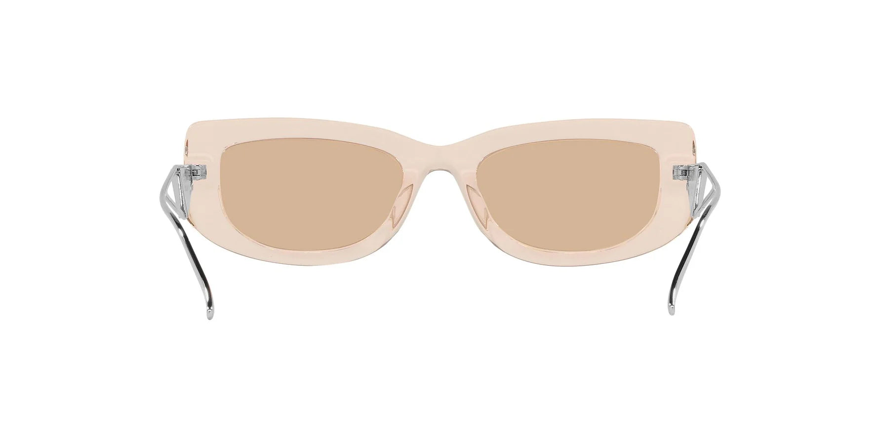 Prada PR 14YS 19M4I2 rectangular sunglasses for women in full rim acetate, with crystal beige frame, and light brown lenses. 53mm in lens size, 19mm in bridge size, and 140mm in temple length.