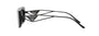 Prada PR 14YS 1AB5S0 rectangular sunglasses for women in full rim acetate, with black frame, and dark grey lenses. 53mm in lens size, 19mm in bridge size, and 140mm in temple length.