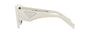 Prada PR 14ZS 1425S0 irregular sunglasses for women in full rim acetate, with talcum white frame, and dark grey lenses. 50mm in lens size, 18mm in bridge size, and 140mm in temple length.