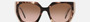 Prada PR 15WS 01R0A6 irregular sunglasses for women in full rim acetate, with havana frame, and brown gradient lenses. 54mm in lens size, 19mm in bridge size, and 140mm in temple length.