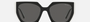 Prada PR 15WS 09Q5S0 irregular sunglasses for women in full rim acetate, with black talc frame, and dark grey lenses. 54mm in lens size, 19mm in bridge size, and 140mm in temple length.