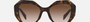 Prada PR 16WS 2AU6S1 irregular sunglasses for women in full rim acetate, with havana frame, and brown gradient lenses. 53mm in lens size, 20mm in bridge size, and 145mm in temple length.