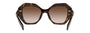 Prada PR 16WS 2AU6S1 irregular sunglasses for women in full rim acetate, with havana frame, and brown gradient lenses. 53mm in lens size, 20mm in bridge size, and 145mm in temple length.
