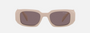 Prada PR 17WS VYJ6X1 rectangular sunglasses for women in full rim acetate, with light brown cream frame, and purple lenses. 49mm in lens size, 20mm in bridge size, and 145mm in temple length.