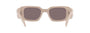 Prada PR 17WS VYJ6X1 rectangular sunglasses for women in full rim acetate, with light brown cream frame, and purple lenses. 49mm in lens size, 20mm in bridge size, and 145mm in temple length.