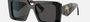 Prada PR 23YS 1AB5S0 square sunglasses for women in full rim acetate, with black frame, and dark grey lenses. 51mm in lens size, 19mm in bridge size, and 140mm in temple length.