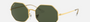Ray-Ban RB1972 919631 octagonal sunglasses for unisex in rimless metal, with legend gold frame, and green lenses. 54mm in lens size, 19mm in bridge size, and 145mm in temple length.
