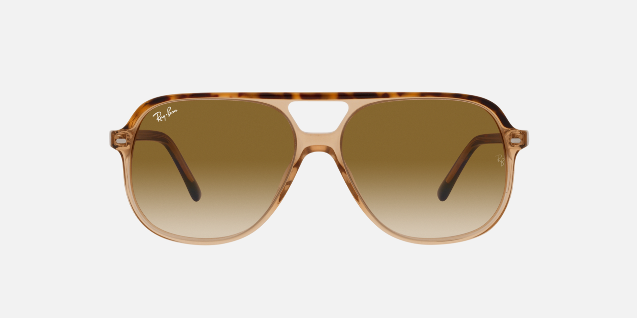 Ray-Ban Bill RB2198 129251 square sunglasses for unisex in full rim plastic, with havana on transparent brown frame, and light brown gradient lenses. 60mm in lens size, mm in bridge size, and mm in temple length.