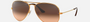 Ray-Ban Aviator Gradient RB3025 9001A5 aviator sunglasses for unisex in full rim metal, with light brown frame, and pink gradient brown lenses. 55mm in lens size, 14mm in bridge size, and 140mm in temple length.