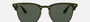 Ray-Ban Blaze Clubmaster RB3576N 043/71 square sunglasses for unisex in full rim metal, with gold frame, and dark green lenses. 47mm in lens size, 147mm in bridge size, and 140mm in temple length.