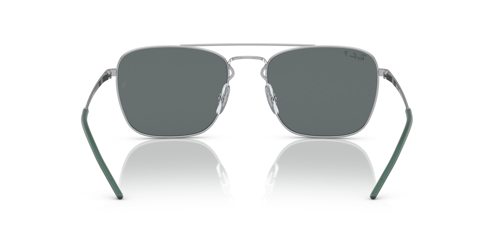 Ray-Ban RB3588 925181 square sunglasses for unisex in full rim metal, with silver frame, and grey lenses. 55mm in lens size, 19mm in bridge size, and 140mm in temple length.