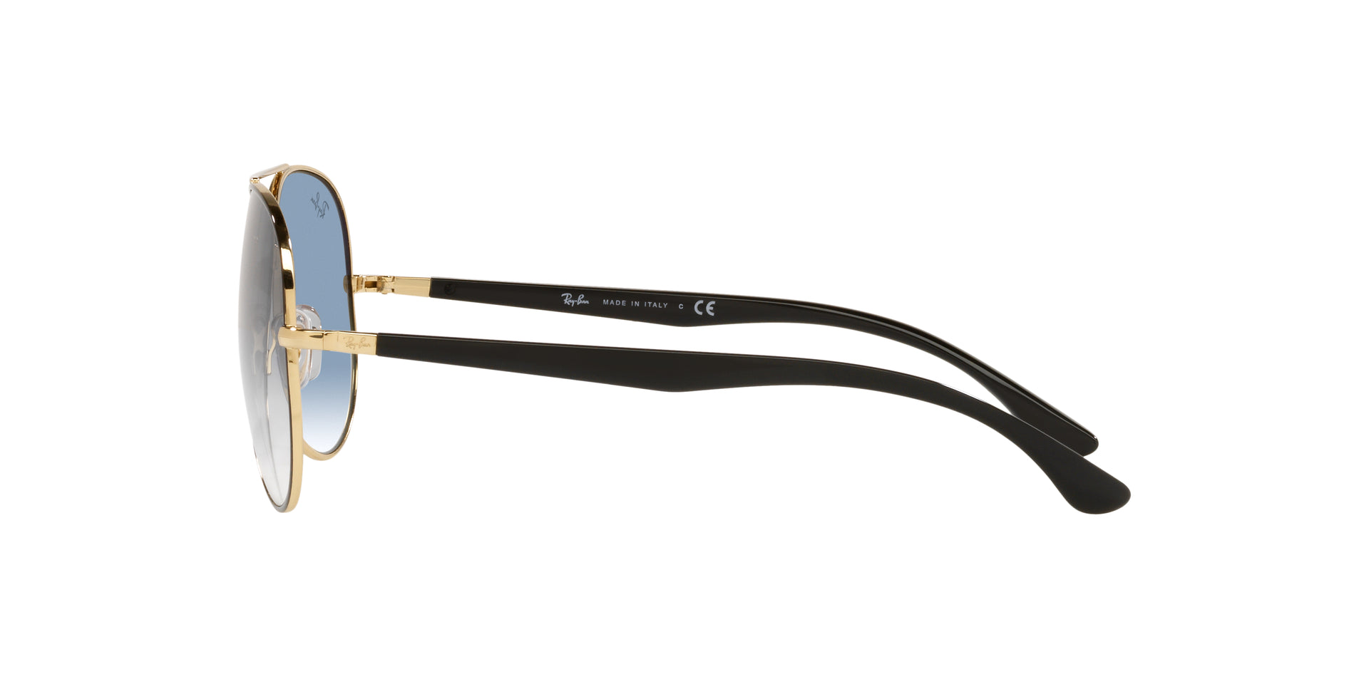 Ray-Ban RB3675 90003F pilot sunglasses for unisex in full rim metal, with black frame, and light blue lenses. 58mm in lens size, 14mm in bridge size, and 135mm in temple length.