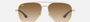 Ray-Ban RB3683 001/51 square sunglasses for unisex in full rim metal, with gold frame, and brown lenses. 56mm in lens size, 15mm in bridge size, and 135mm in temple length.
