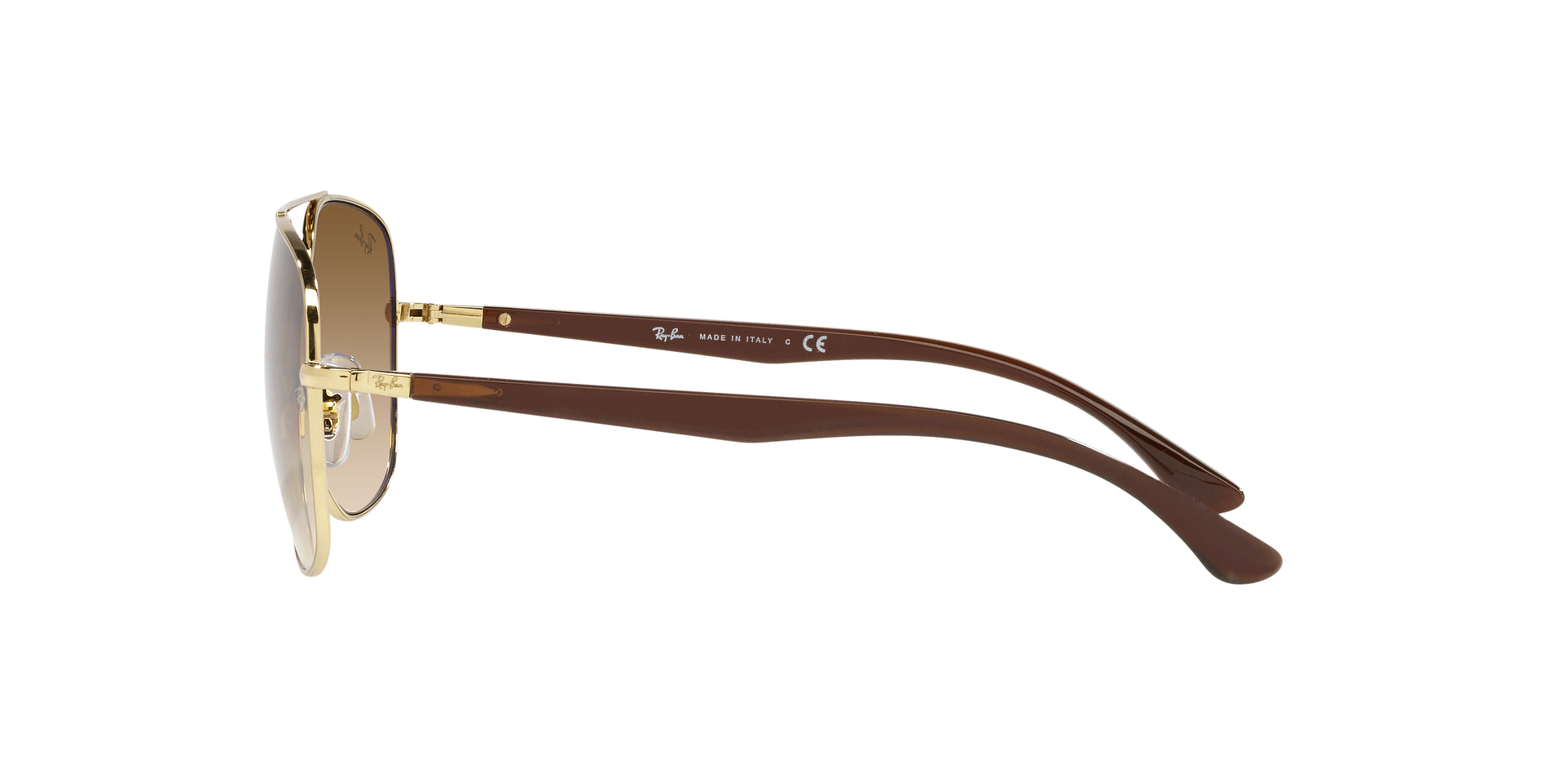 Ray-Ban RB3683 001/51 square sunglasses for unisex in full rim metal, with gold frame, and brown lenses. 56mm in lens size, 15mm in bridge size, and 135mm in temple length.