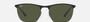 Ray-Ban RB3686 186/31 square sunglasses for unisex in rimless metal, with black frame, and green lenses. 57mm in lens size, 19mm in bridge size, and 140mm in temple length.