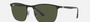 Ray-Ban RB3686 186/31 square sunglasses for unisex in rimless metal, with black frame, and green lenses. 57mm in lens size, 19mm in bridge size, and 140mm in temple length.