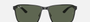Ray-Ban RB3721 914471 square sunglasses for unisex in full rim metal, with black on silver frame, and dark green lenses. 59mm in lens size, 17mm in bridge size, and 145mm in temple length.