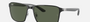 Ray-Ban RB3721 914471 square sunglasses for unisex in full rim metal, with black on silver frame, and dark green lenses. 59mm in lens size, 17mm in bridge size, and 145mm in temple length.