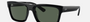 Ray-Ban Warren RB4396 667771 rectangular sunglasses for unisex in full rim plastic, with black frame, and dark green lenses. 57mm in lens size, 20mm in bridge size, and 145mm in temple length.