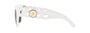 Versace VE4409 31487 square sunglasses for women in full rim plastic, with white frame, and dark grey lenses. 53mm in lens size, 19mm in bridge size, and 140mm in temple length.