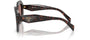 Prada PR 16WS 17N60B irregular sunglasses for women in full rim acetate, with dark havana frame, and light brown lenses. 53mm in lens size, 20mm in bridge size, and 145mm in temple length.