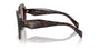 Prada PR 16WS 17N60B irregular sunglasses for women in full rim acetate, with dark havana frame, and light brown lenses. 53mm in lens size, 20mm in bridge size, and 145mm in temple length.