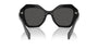 Prada PR 16WS 1AB5S0 irregular sunglasses for women in full rim acetate, with black frame, and dark grey lenses. 53mm in lens size, 20mm in bridge size, and 145mm in temple length.