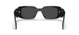 Prada PR 17WS 1AB5S0 rectangular sunglasses for women in full rim acetate, with black frame, and dark grey lenses. 49mm in lens size, 20mm in bridge size, and 145mm in temple length.