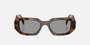 Prada PR 17WS 20D50Q rectangular sunglasses for women in full rim acetate, with havana frame, and grey lenses. 49mm in lens size, 20mm in bridge size, and 145mm in temple length.