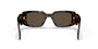 Prada PR 17WS 2AU8C1 rectangular sunglasses for women in full rim acetate, with dark havana frame, and brown lenses. 49mm in lens size, 20mm in bridge size, and 145mm in temple length.