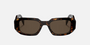 Prada PR 17WS 2AU8C1 rectangular sunglasses for women in full rim acetate, with dark havana frame, and brown lenses. 49mm in lens size, 20mm in bridge size, and 145mm in temple length.