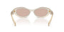 Prada PR 26ZS 12V4I2 oval sunglasses for women in full rim acetate, with opal milk frame, and light brown lenses. 55mm in lens size, 16mm in bridge size, and 145mm in temple length.