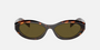 Prada PR 26ZS 14L09Z oval sunglasses for women in full rim acetate, with havana frame, and dark brown lenses. 55mm in lens size, 16mm in bridge size, and 145mm in temple length.