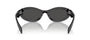 Prada PR 26ZS 16K08Z oval sunglasses for women in full rim acetate, with black frame, and dark grey lenses. 55mm in lens size, 16mm in bridge size, and 145mm in temple length.