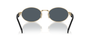 Prada PR 65ZS ZVN09T oval sunglasses for women in full rim metal, with pale gold frame, and dark grey lenses. 55mm in lens size, 20mm in bridge size, and 140mm in temple length.