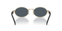 Prada PR 65ZS ZVN09T oval sunglasses for women in full rim metal, with pale gold frame, and dark grey lenses. 55mm in lens size, 20mm in bridge size, and 140mm in temple length.