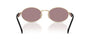 Prada PR 65ZS ZVN20I oval sunglasses for women in full rim metal, with pale gold frame, and light purple lenses. 55mm in lens size, 20mm in bridge size, and 140mm in temple length.