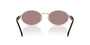 Prada PR 65ZS ZVN20I oval sunglasses for women in full rim metal, with pale gold frame, and light purple lenses. 55mm in lens size, 20mm in bridge size, and 140mm in temple length.