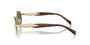 Prada PR 65ZS ZVN70L oval sunglasses for women in full rim metal, with pale gold frame, and dark green lenses. 55mm in lens size, 20mm in bridge size, and 140mm in temple length.