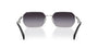 Prada PR A51S 1BC90A irregular sunglasses for women in full rim metal, with silver frame, and grey gradient lenses. 58mm in lens size, 17mm in bridge size, and 140mm in temple length.
