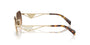 Prada PR A51S ZVN50C irregular sunglasses for women in full rim metal, with pale gold frame, and brown with grey gradient lenses. 58mm in lens size, 17mm in bridge size, and 140mm in temple length.