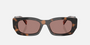 Prada PR B05S 23A60B pillow sunglasses for women in full rim acetate, with havana frame, and light brown lenses. 53mm in lens size, 19mm in bridge size, and 140mm in temple length.