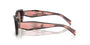 Prada PR B05S 23A60B pillow sunglasses for women in full rim acetate, with havana frame, and light brown lenses. 53mm in lens size, 19mm in bridge size, and 140mm in temple length.
