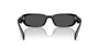 Prada PR B06S 16K08Z rectangular sunglasses for women in full rim acetate, with black frame, and dark grey lenses. 53mm in lens size, 19mm in bridge size, and 145mm in temple length.