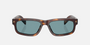 Prada PR B11S 15W04D rectangular sunglasses for men in full rim acetate, with havana frame, and green lenses. 55mm in lens size, 17mm in bridge size, and 145mm in temple length.
