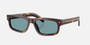 Prada PR B11S 15W04D rectangular sunglasses for men in full rim acetate, with havana frame, and green lenses. 55mm in lens size, 17mm in bridge size, and 145mm in temple length.
