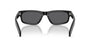 Prada PR B11S 16K731 rectangular sunglasses for men in full rim acetate, with black frame, and dark grey lenses. 55mm in lens size, 17mm in bridge size, and 145mm in temple length.