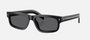 Prada PR B11S 16K731 rectangular sunglasses for men in full rim acetate, with black frame, and dark grey lenses. 55mm in lens size, 17mm in bridge size, and 145mm in temple length.